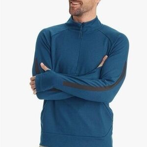 C9 Champion Men's Ponte 1/4 Zip deep blue black strip arm pocket Jacket shirt M